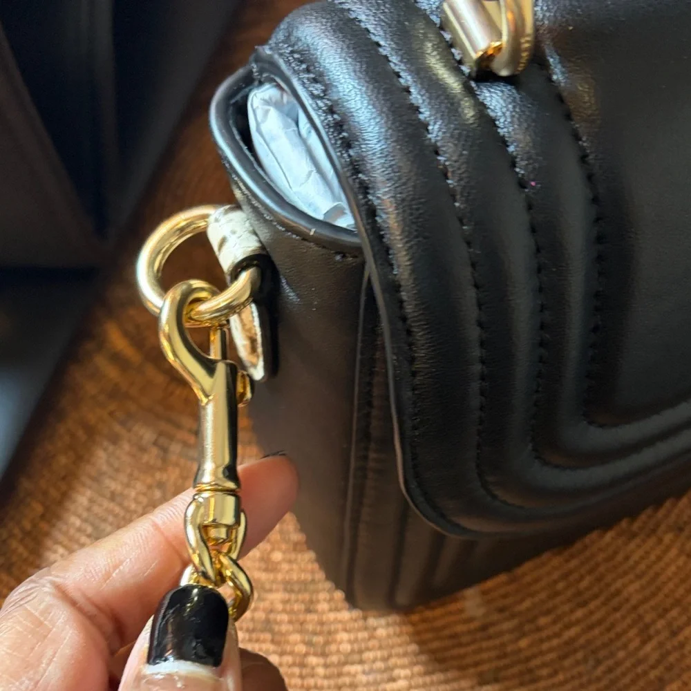 Coach Black Crossbody Bag with Gold and Snakeskin Straps - Picture 5 of 8